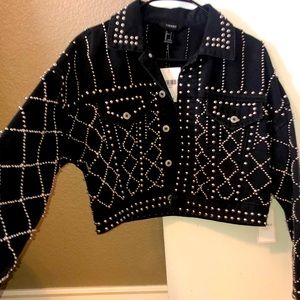 Black Beaded Jean Jacket